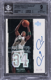 2003-04 UD "Exquisite Collection" Number Pieces #PP Paul Pierce Signed Card (#01/34) – BGS MINT 9/BGS 10